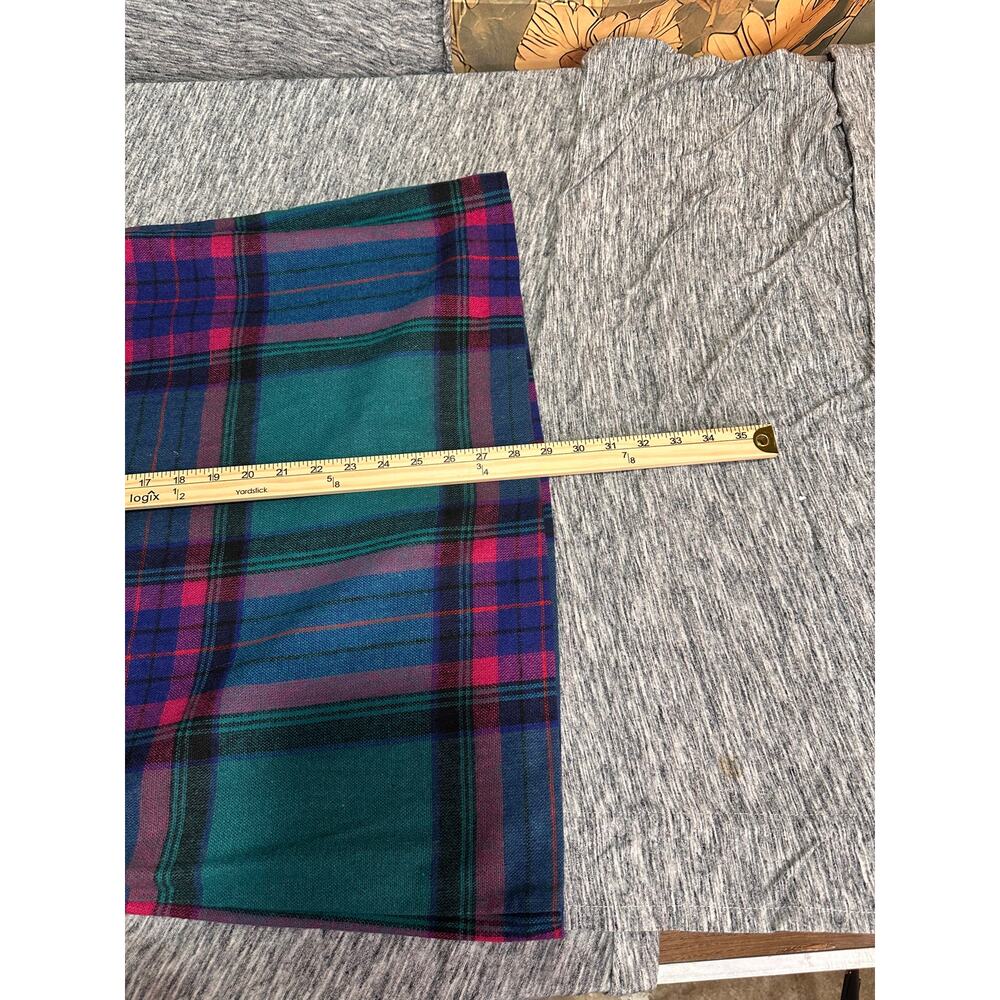 Vintage Plaid Midi Skirt Wool Blend Teal Pink Purple Cottagecore XL - Picture 8 of 8